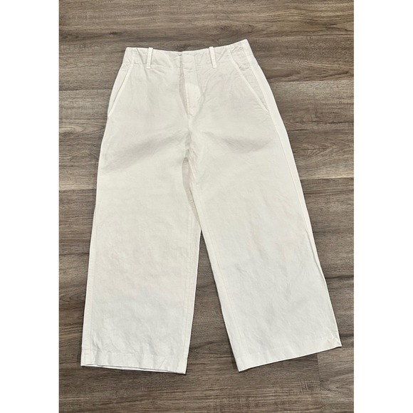Vince Pants - VINCE Wide Leg Cropped Linen Blend Pants White Women Size 6 Minimalist